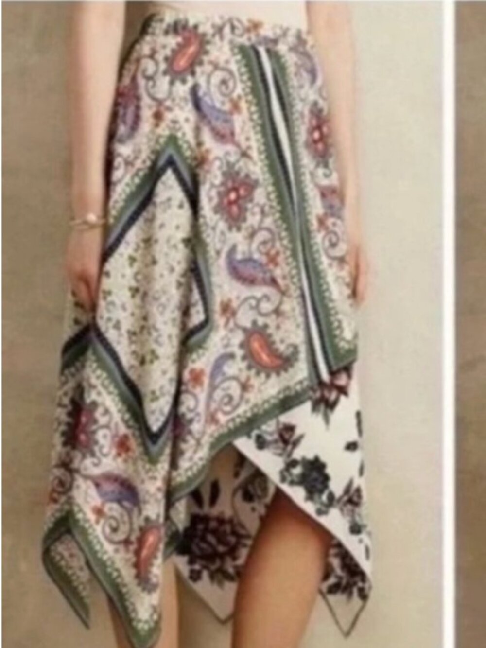 Anthropologie Maeve Asymmetrical Hanky-Hem Skirt
